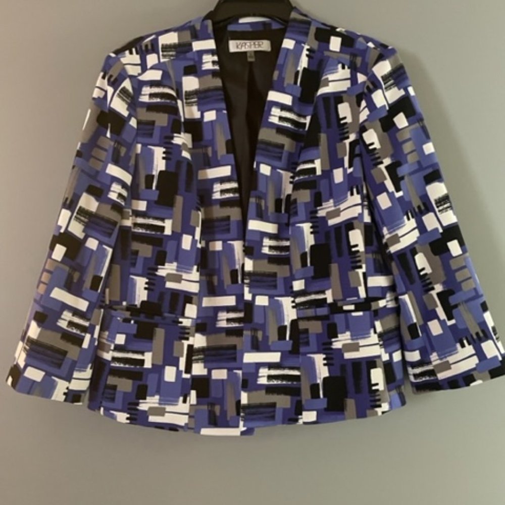 EUC Kasper Black White & Blue Blazer